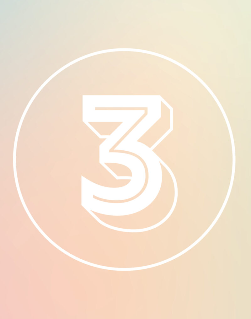 Green to Pink Radiant with a 3 in a circle